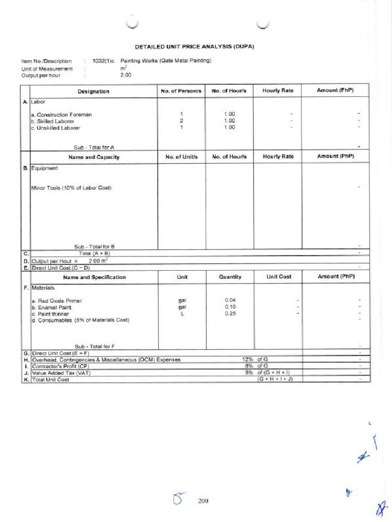 Detailed Unit Price Analysis for Construction | PDF | Cost | Value ...
