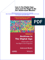 Archives in The Digital Age Preservation and The Right To Be Forgotten Abderrazak Mkadmi Full Chapter