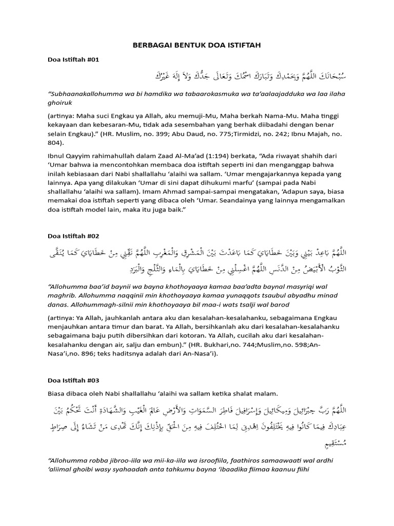 Berbagai Bentuk Doa Istiftah Pdf
