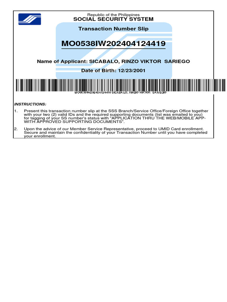 SSS Number | PDF
