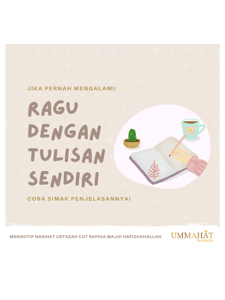 Nasihat Ustazah Cut Rafiqa Majid - Menulis | PDF