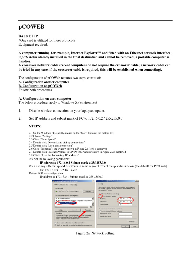 PCOWEB BACNET IP Configuration | PDF | Ip Address | Computer Network