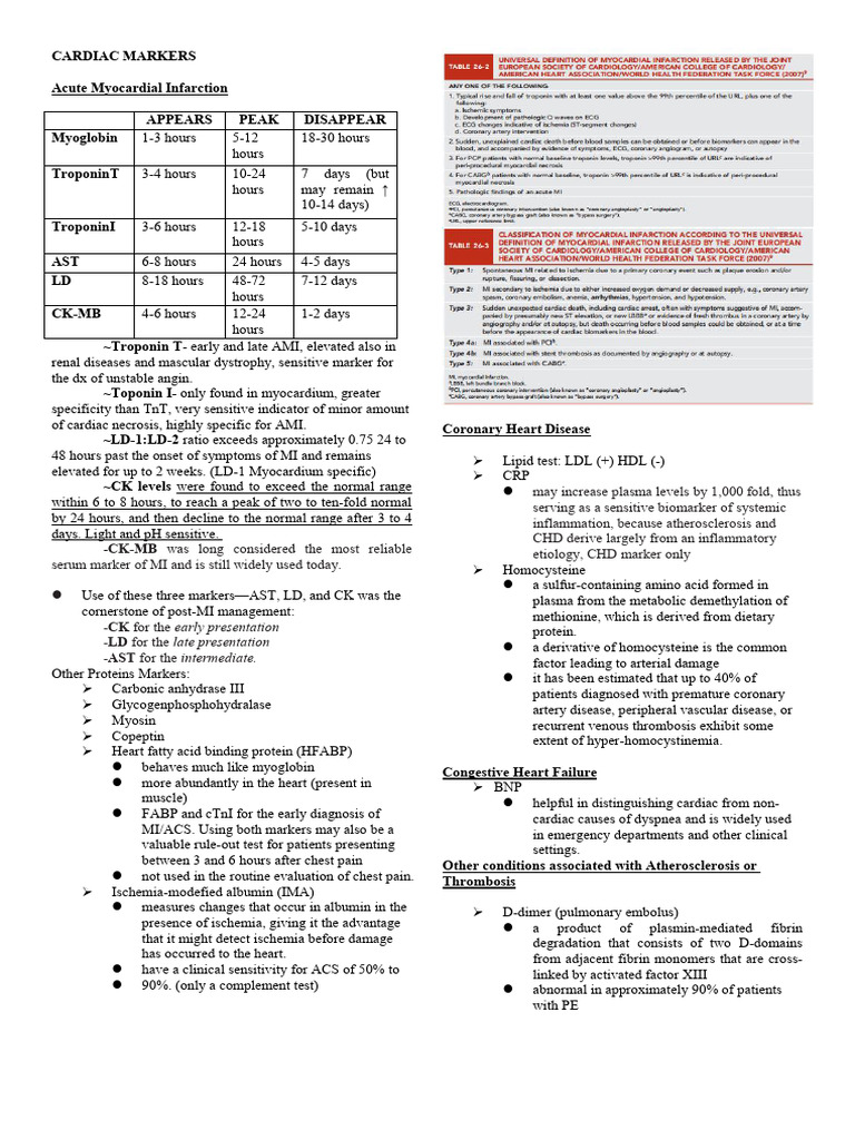 Cardiac Markers Partial | PDF | Myocardial Infarction | Coronary Artery ...