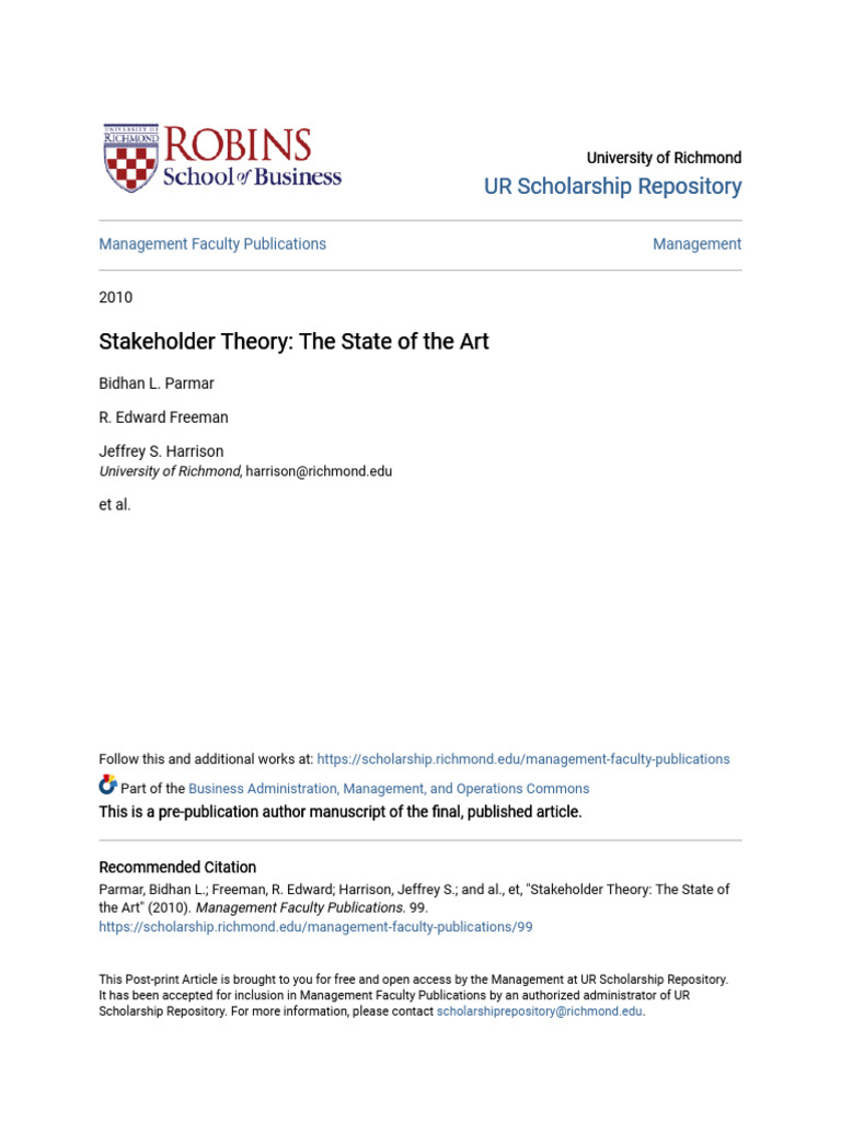 Stakeholder theory the state of the art download free pdf