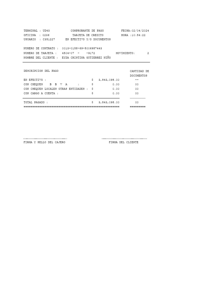 Comprobante de Pago en Efectivo | PDF