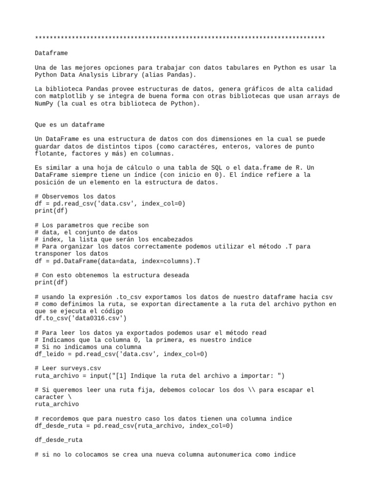 Introducción a DataFrames en Pandas | PDF | Python (lenguaje de ...