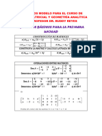 Ejercicios Modelo para El Curso de Álgebra Matricial y Geometría Analítica Del Profesor DR