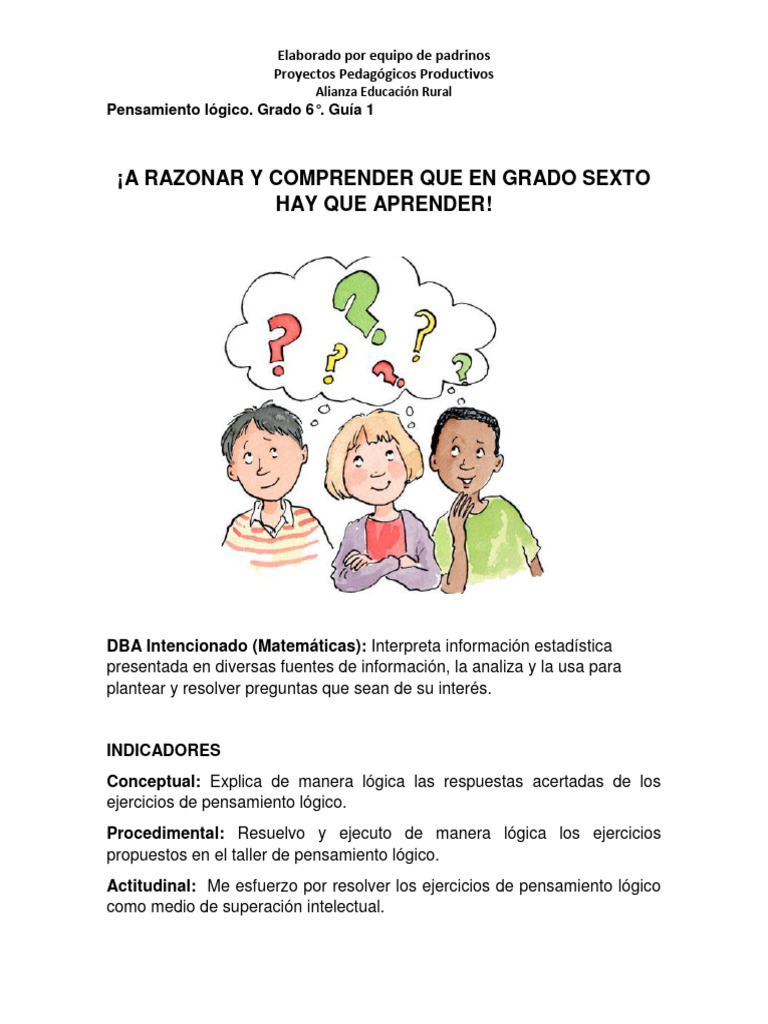 Ejercicios de Pensamiento Lógico 6° | PDF | Pensamiento | Lógica