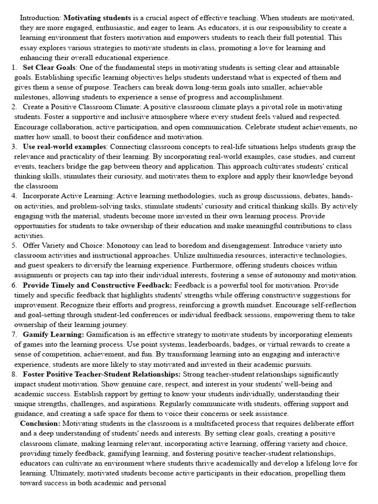 Strategies to Motivate Students Effectively | PDF | Second Language ...