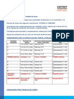 Cronograma de Autoevalaucion y Parciales de Farmacologia. Ulp 1 41 1