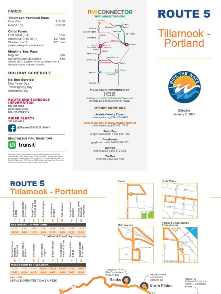 Tillamook Wave Bus Schedule Pdf Download