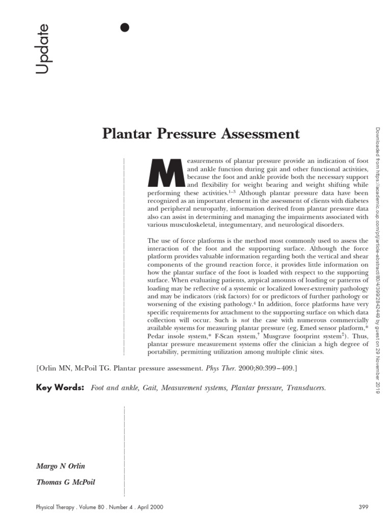 Plantar Pressure Assessment Techniques | PDF | Capacitance | Sensor