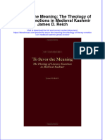 To Savor The Meaning The Theology of Literary Emotions in Medieval Kashmir James D Reich Ebook Full Chapter