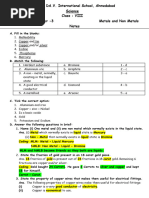 Class 8 - Science - CH - 3 - Metals - Non Metals - Notes