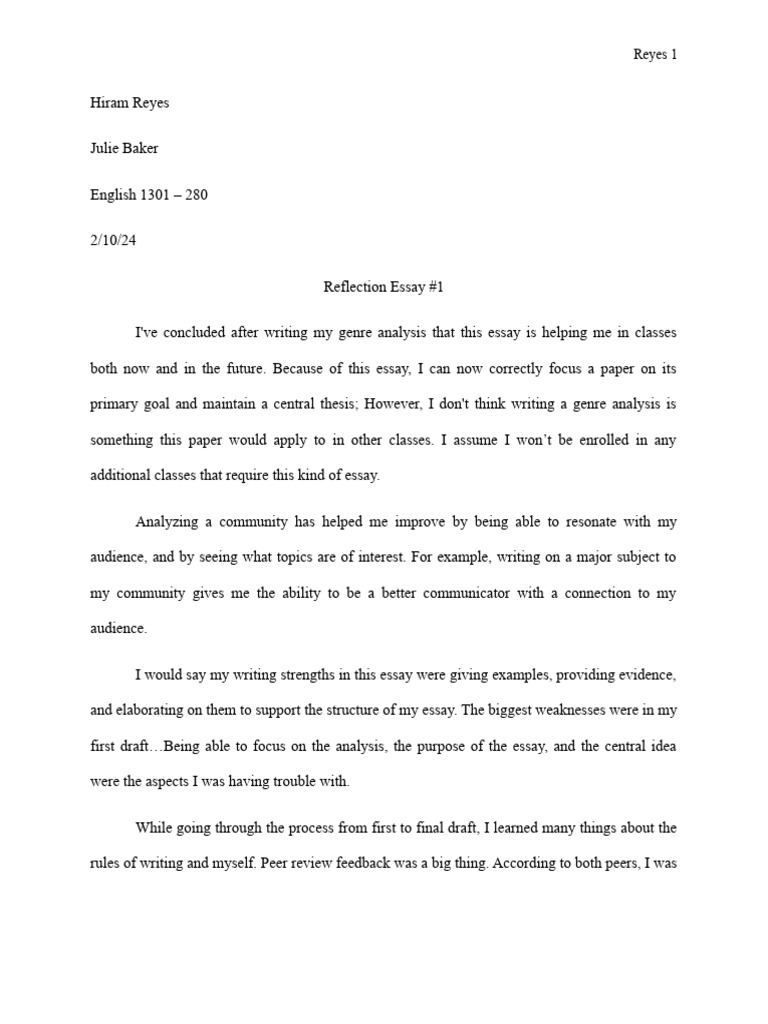 Student Writing Reflection | PDF | Essays | Behavioural Sciences
