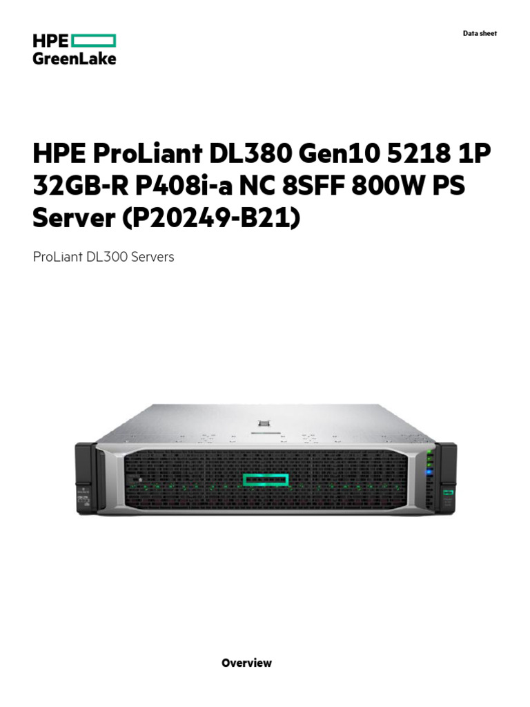 HPE ProLiant DL380 Gen10 5218 2.3GHz 16-Core 1P 32GB-R P408i-A NC 8SFF ...