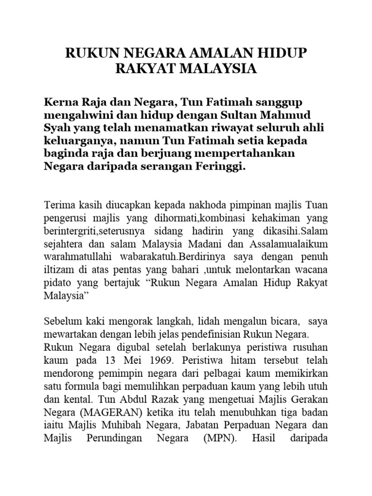Rukun Negara Amalan Hidup Rakyat Malaysia Edited | PDF | Politik
