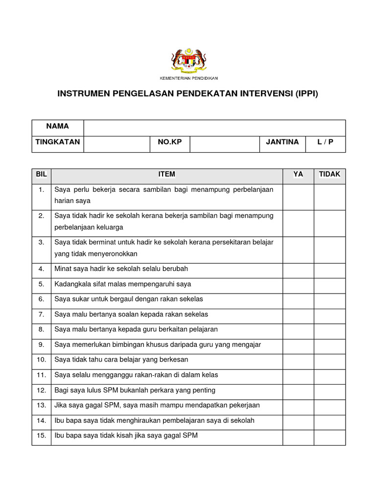 Instrumen IPPI untuk Intervensi Pelajar | PDF
