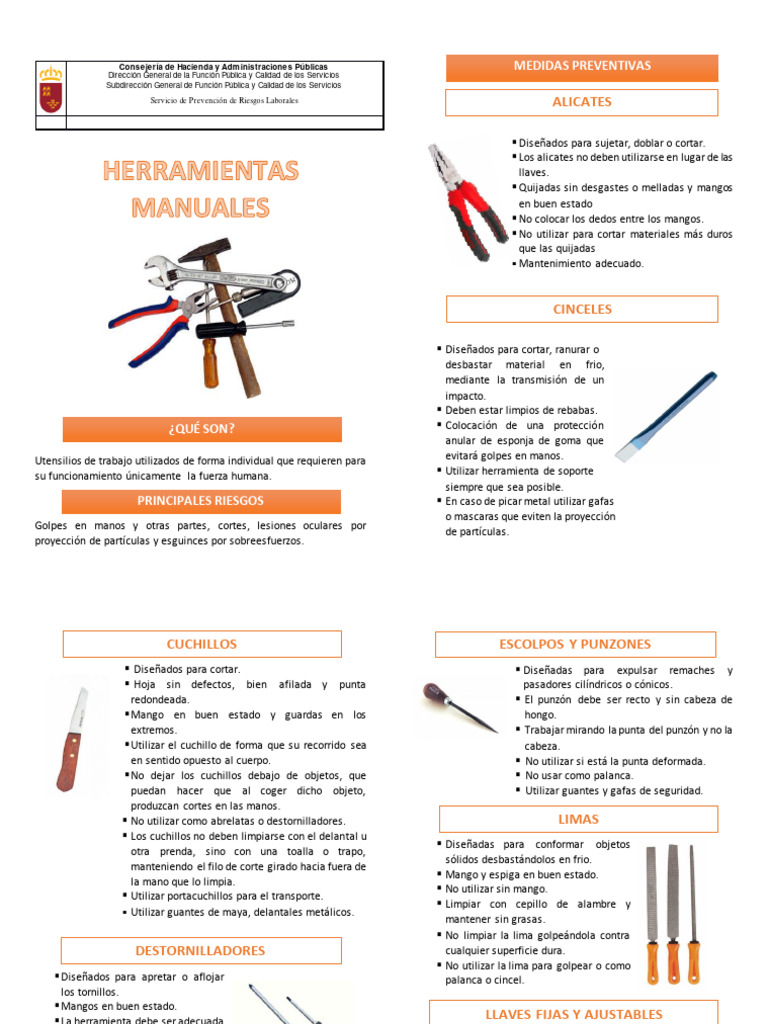 Uso y seguridad de herramientas manuales | PDF | Martillo | Tornillo