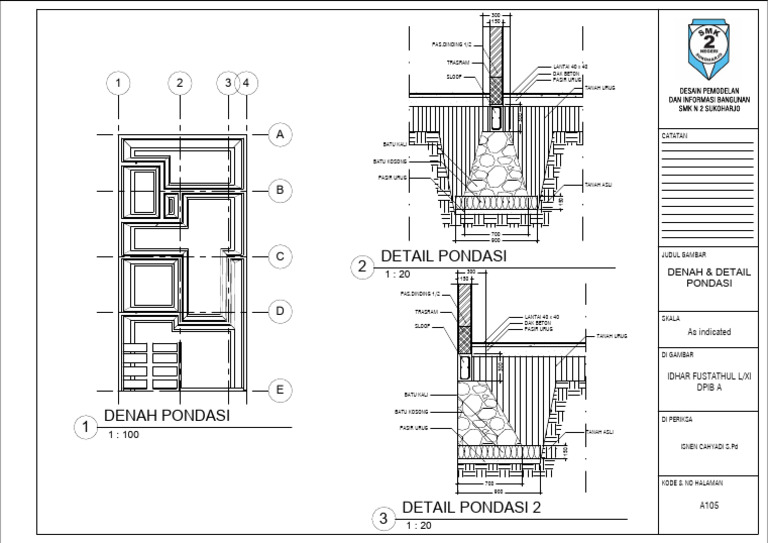 Denah dan Detail Pondasi Rollag | PDF