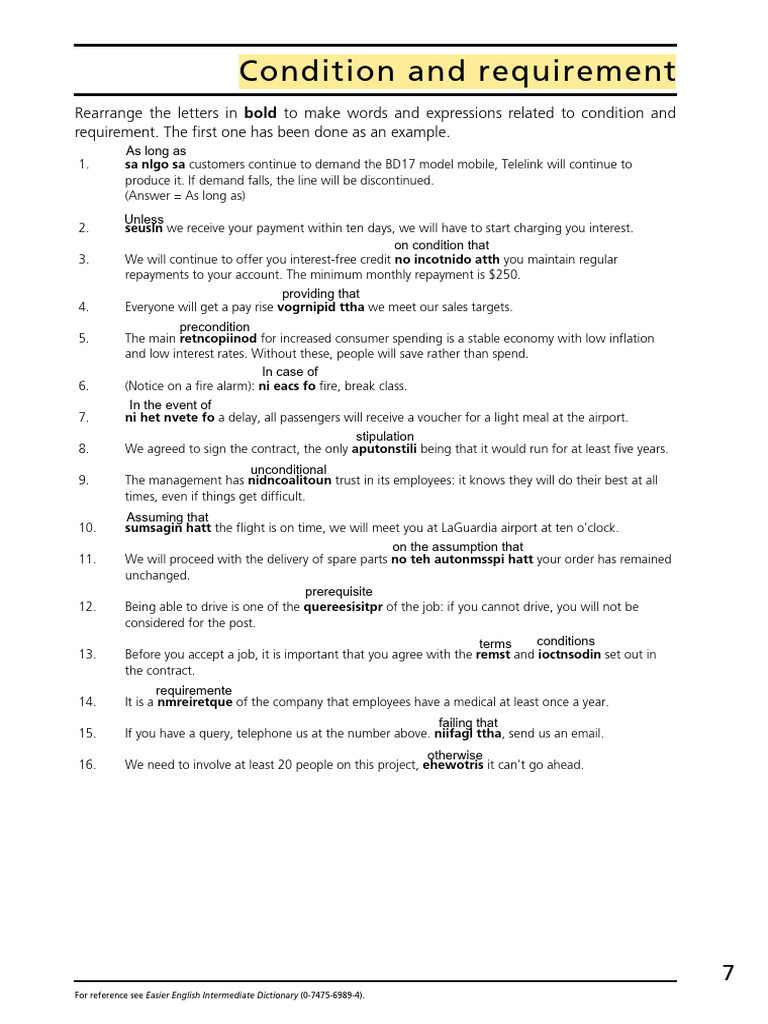 Conditions and Requirements Explained | PDF | Interest | Economies