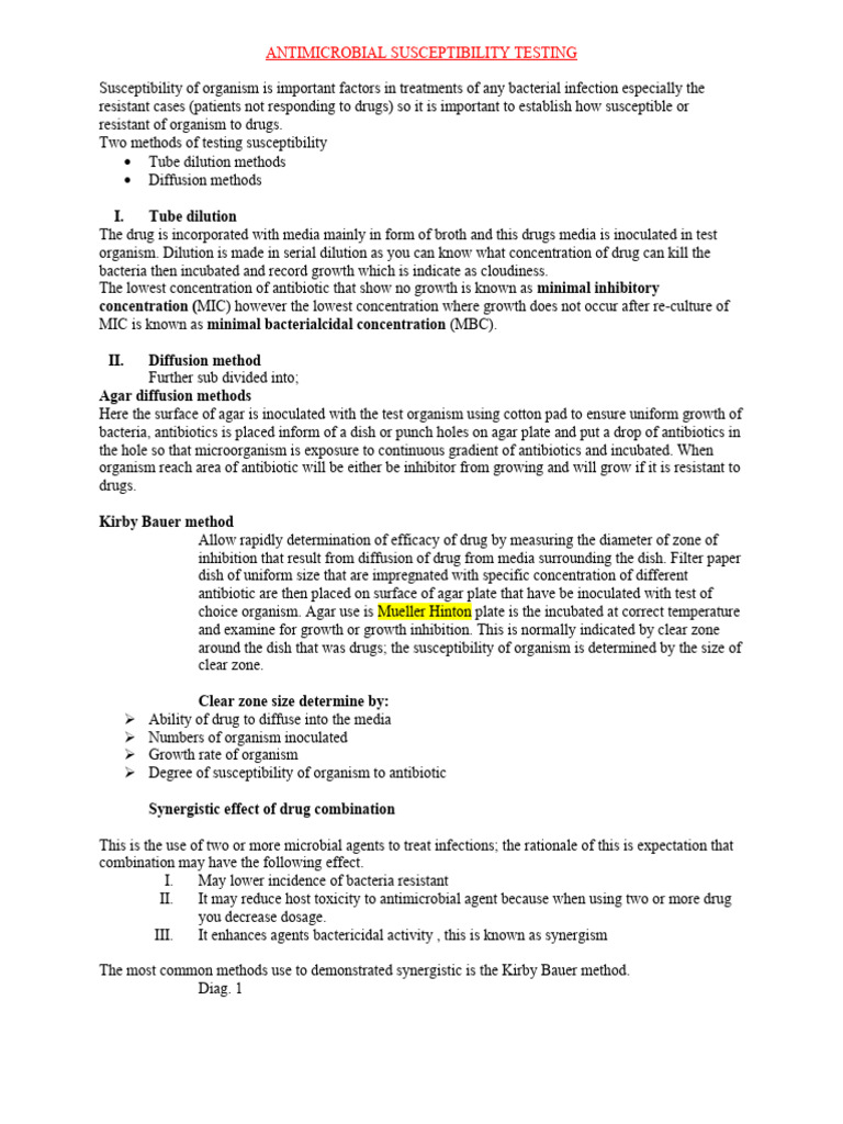 Antimicrobial Susceptibility Testing Methods | PDF | Medical ...