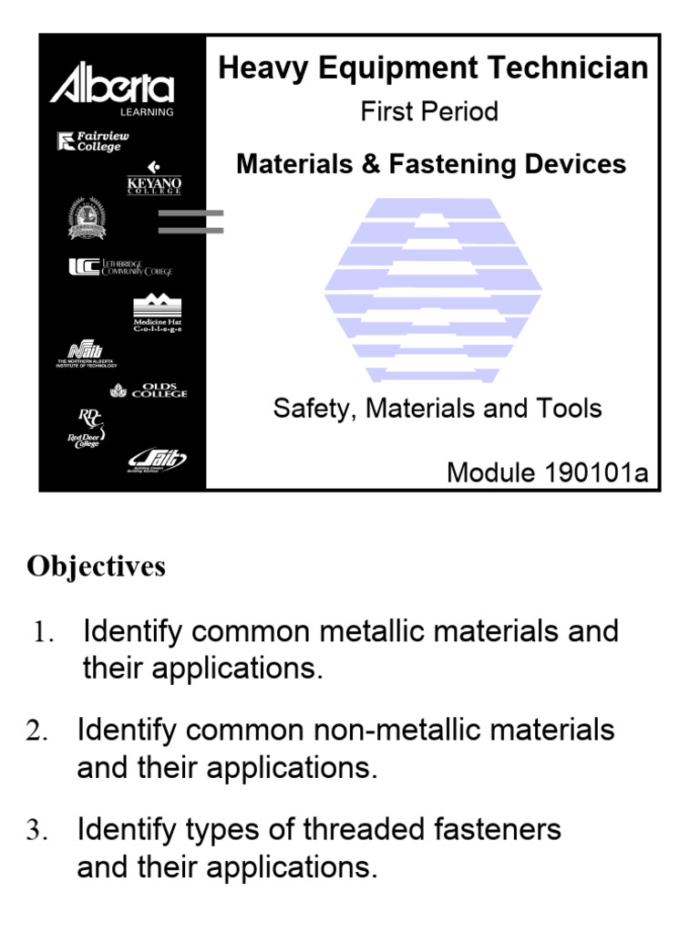 Heavy Equipment Technician: Materials & Fasteners | PDF | Screw | Metals