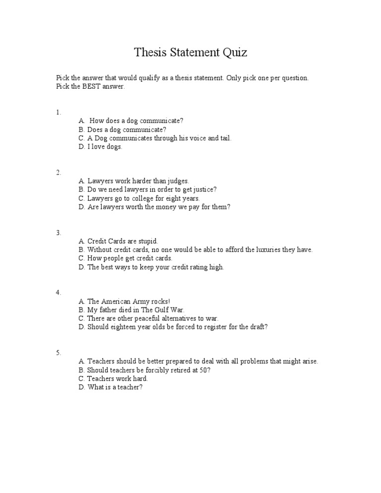 thesis statement quiz middle school