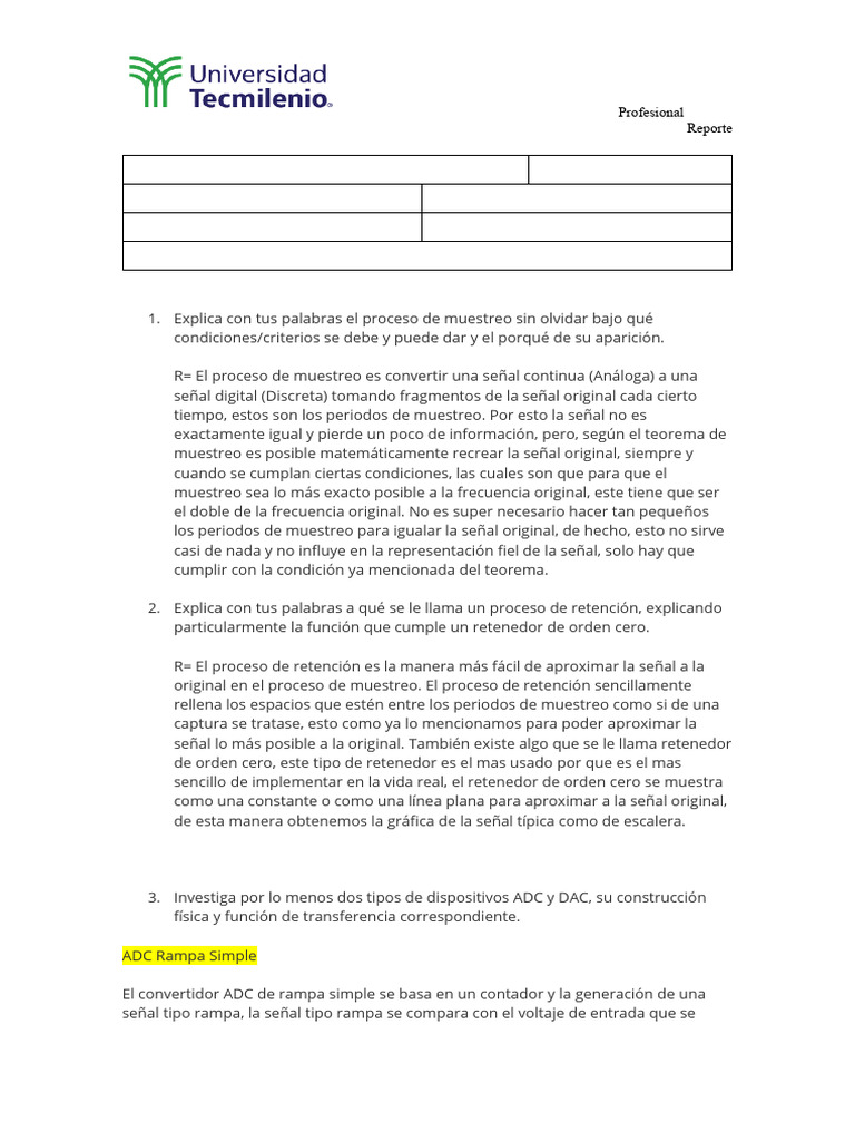 Convertidores Adc Y Dac Proceso Y Tipos Pdf Convertidor Digital A