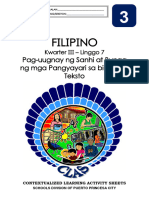Filipino 3 - q3 - CLAS 7 - Pag-Uugnay NG Sanhi at Bunga NG Mga Pangyayari Sa Binasang Teksto