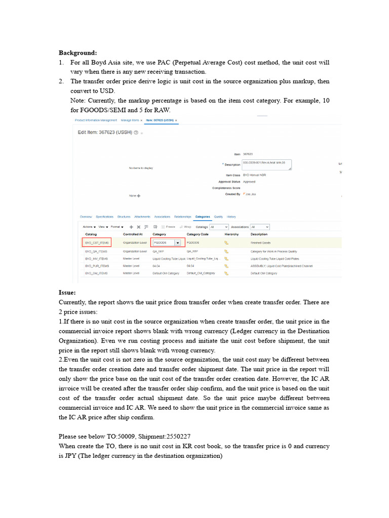 Commercial Invoice Report Unit Price Derive Logic Change For TO