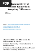 Intersubjectivity of Human Relations in Accepting Differences