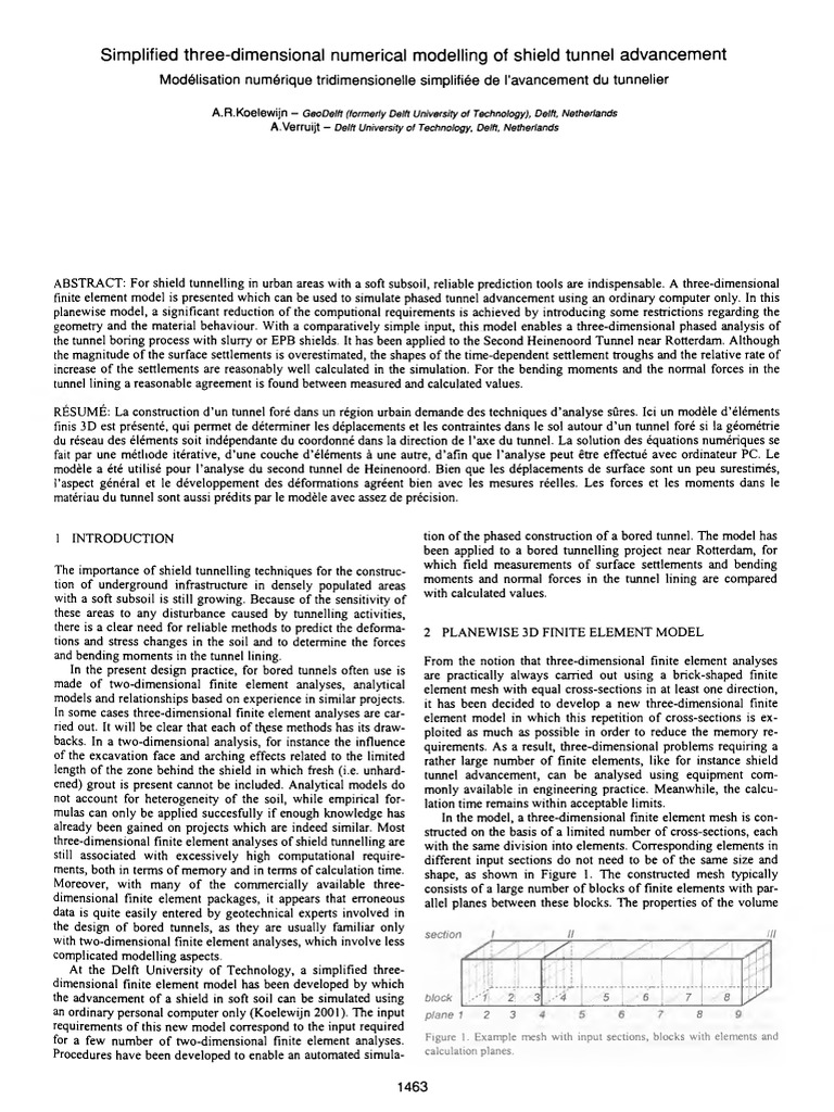 Simplified 3D Model for Tunnel Advancements | PDF | Finite Element ...