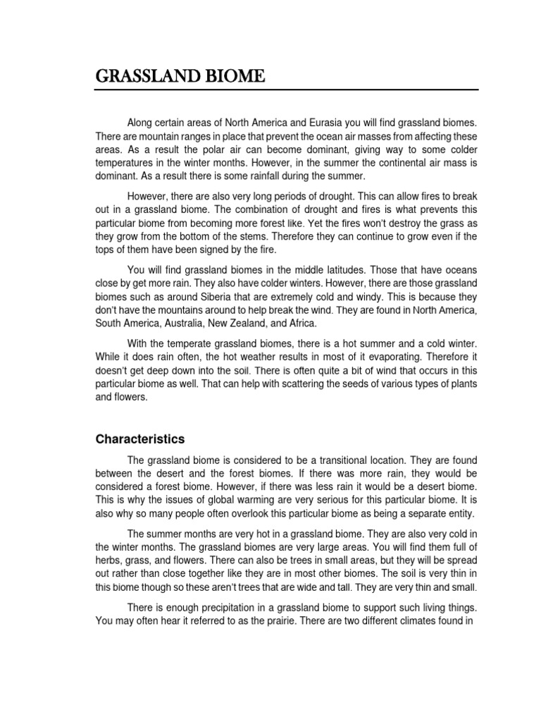 Grassland Biome Description Download Free PDF Grassland Rain