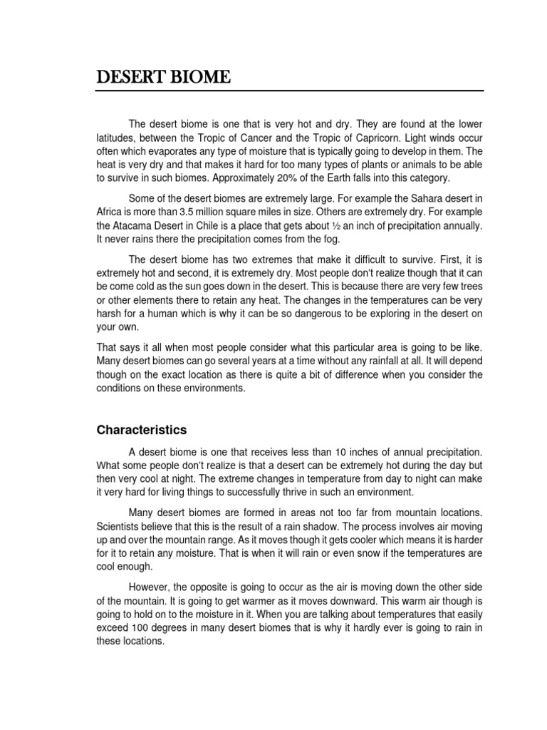 Overview of the Desert Biome | PDF | Desert | Precipitation