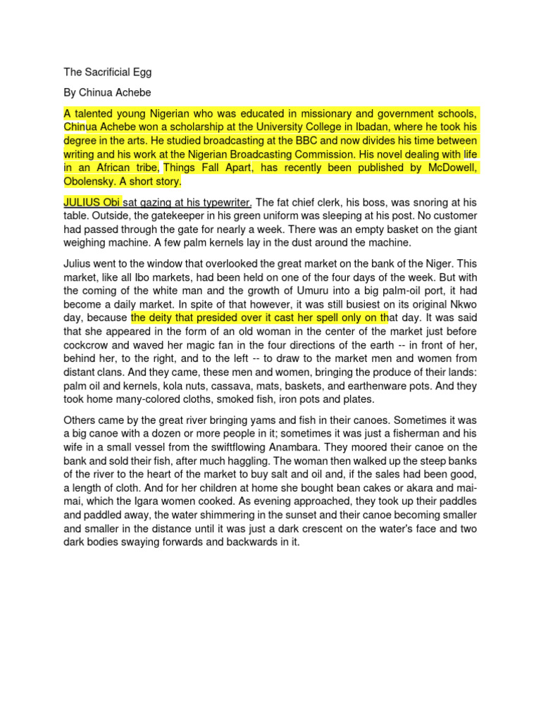 The Sacrificial Egg by Chinua Achebe PDF