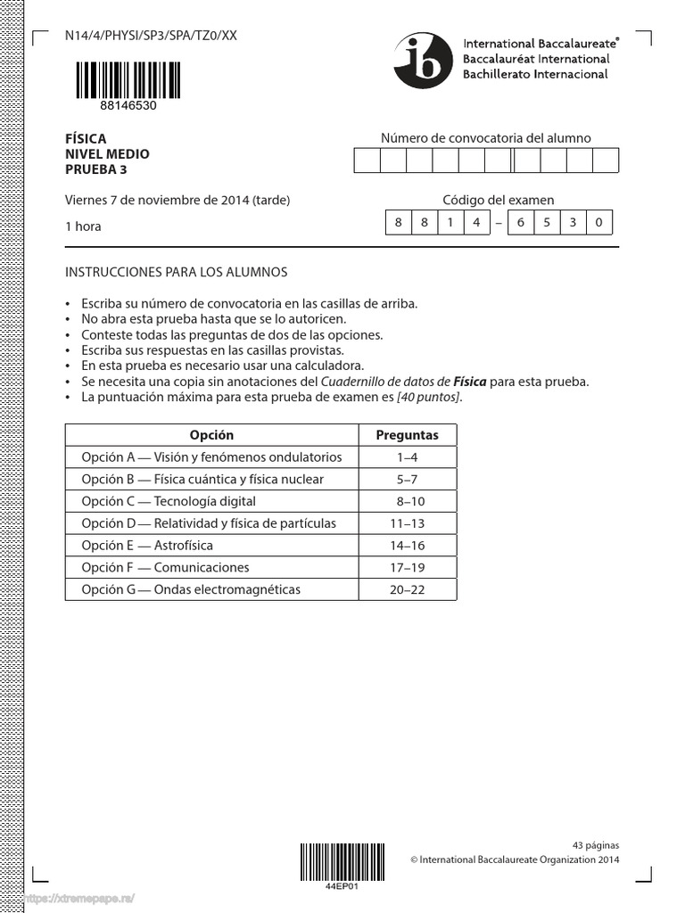 Physics Paper 3 SL Spanish | PDF | Modulación | Física