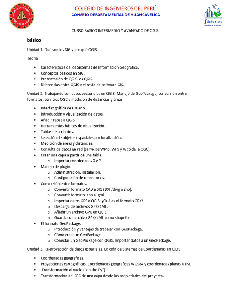 Temario Curso Basico Intermedio Y Avanzado De Qgis Descargar Gratis