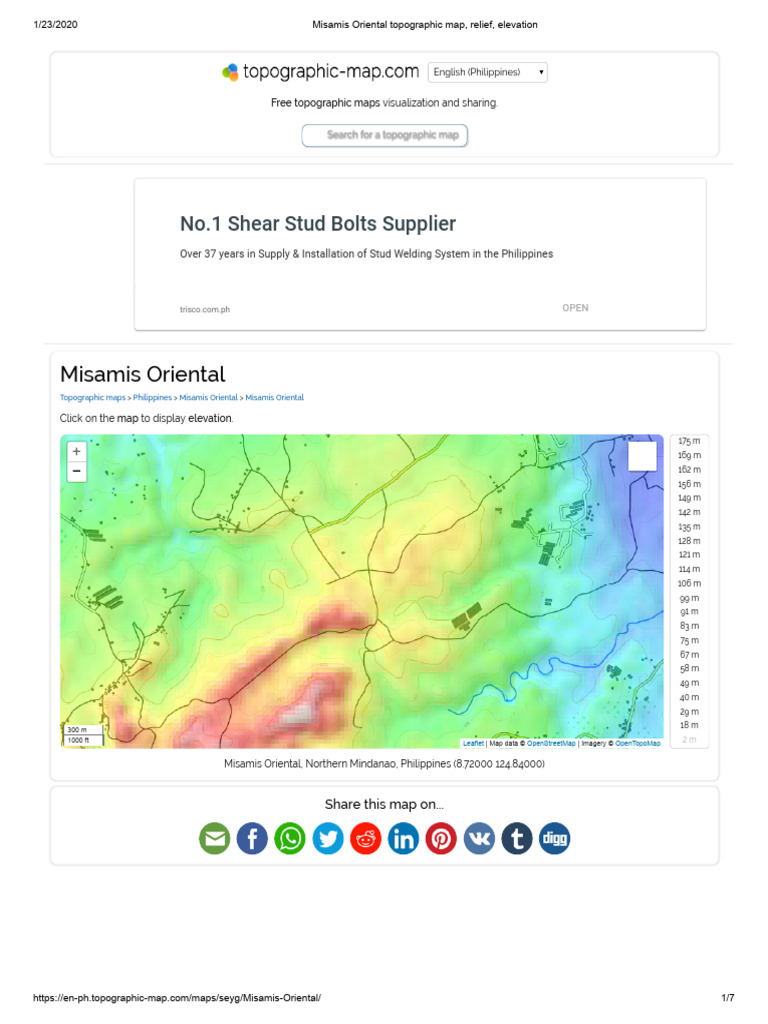 Misamis Oriental Topographic Map | PDF | Mindanao | Surveying