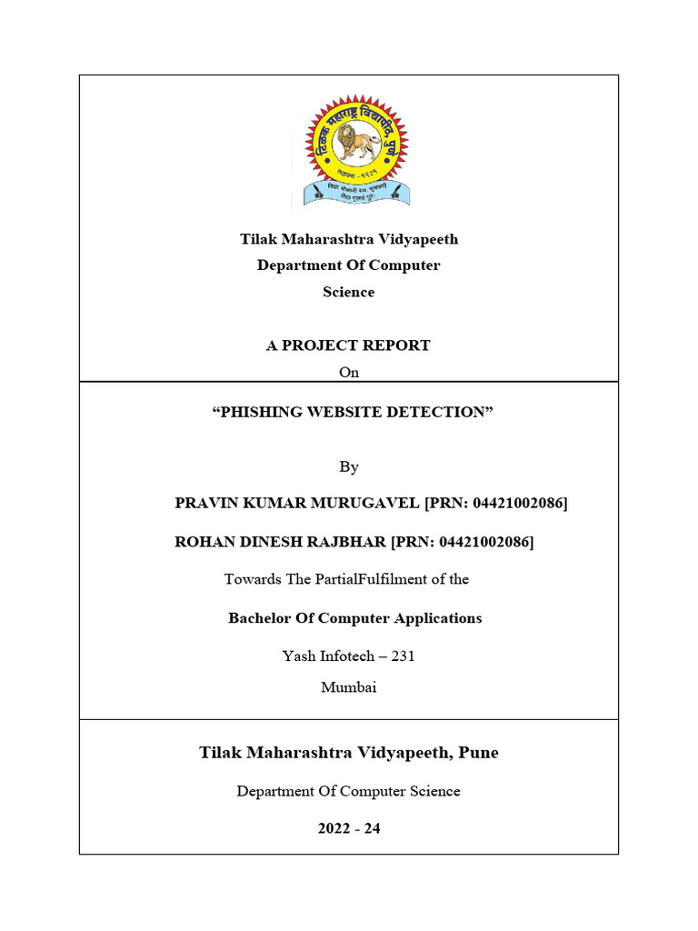 Phishing Website Detection TyBCA Project Blackbook Edit1 | PDF ...
