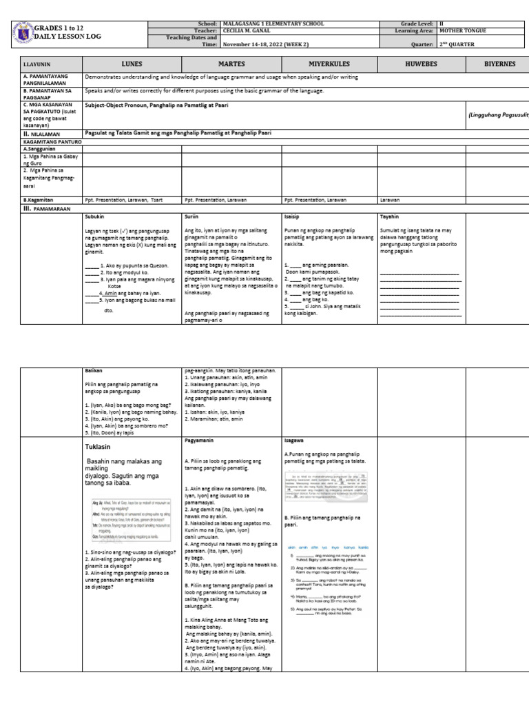 DLL MTB-2 Q2 W2 | PDF