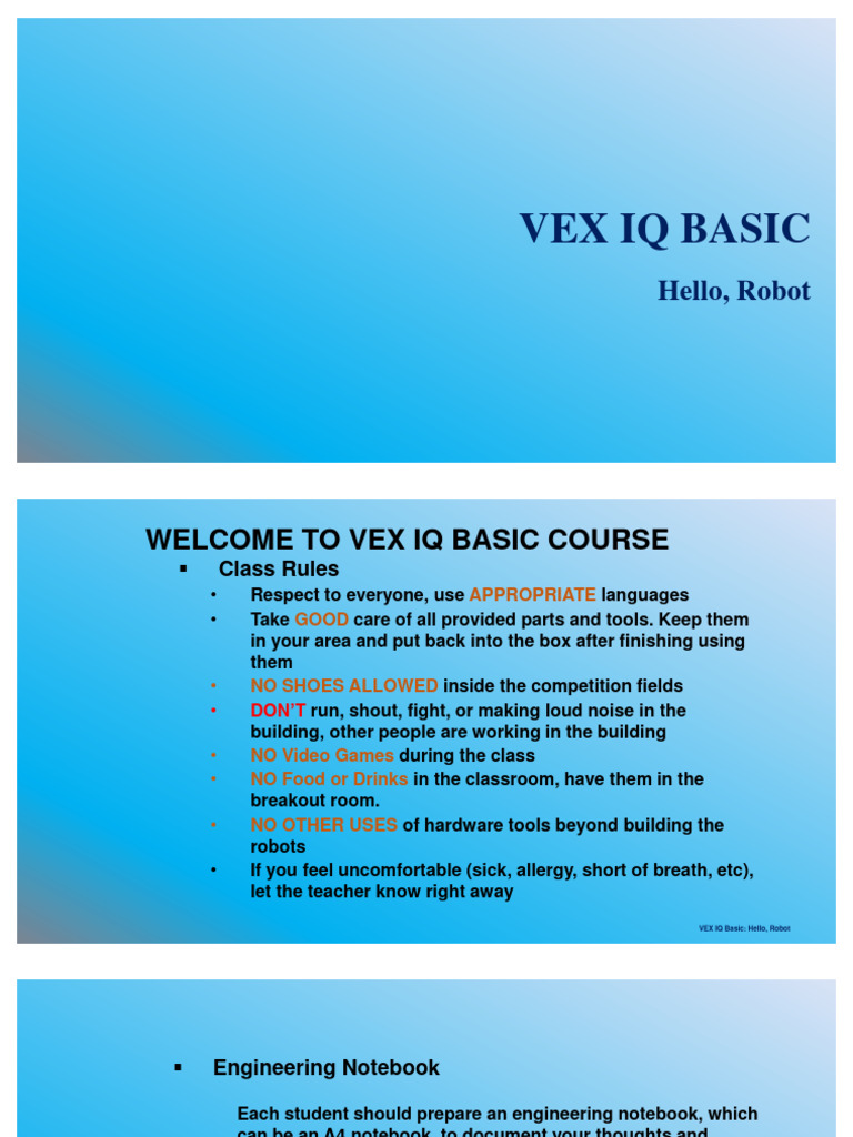 VEX IQ Basic Course Overview | PDF