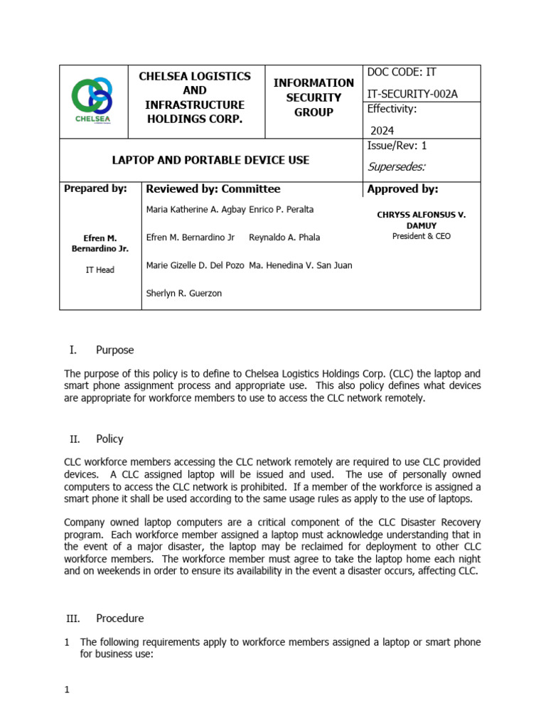 IT-004 Laptop and Portable Device Use (Updated Version) | PDF | Laptop ...