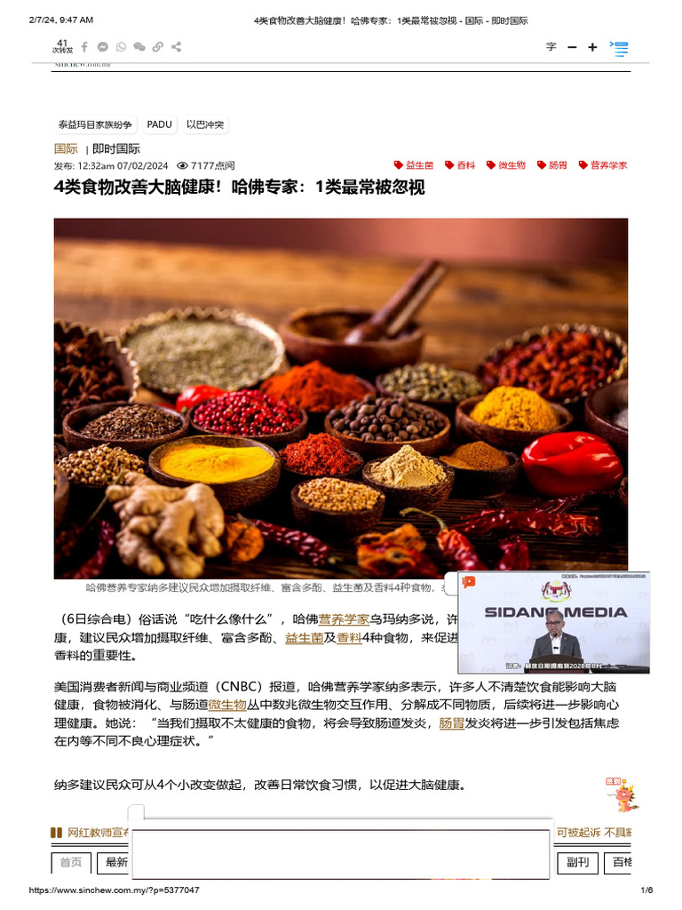 4类食物改善大脑健康！哈佛专家：1类最常被忽视- 国际- 即时国际| PDF