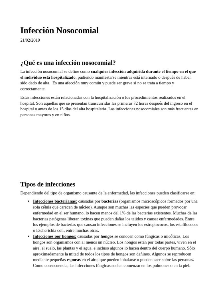 Infecciones Nosocomiales Pdf Infección Infección Adquirida En El