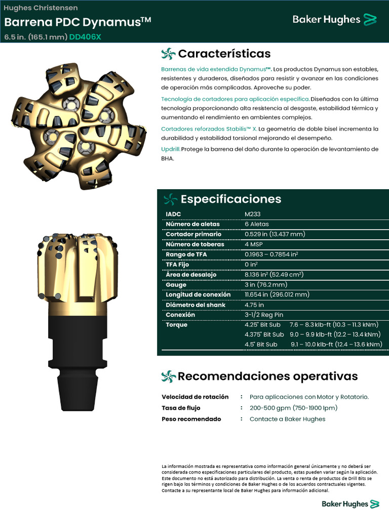 Barrena PDC Dynamus™ 6.5in: Especificaciones y Uso | PDF | Finanzas y ...