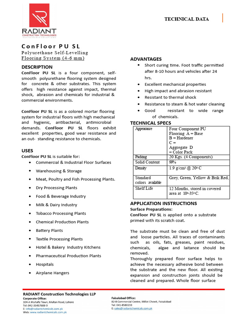 RCT-ConFloor PU SL | PDF | Concrete | Oil