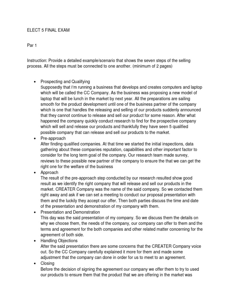 The Seven Steps Of The Selling Process Pdf Economies Business Process