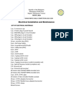 List of Materials - Area