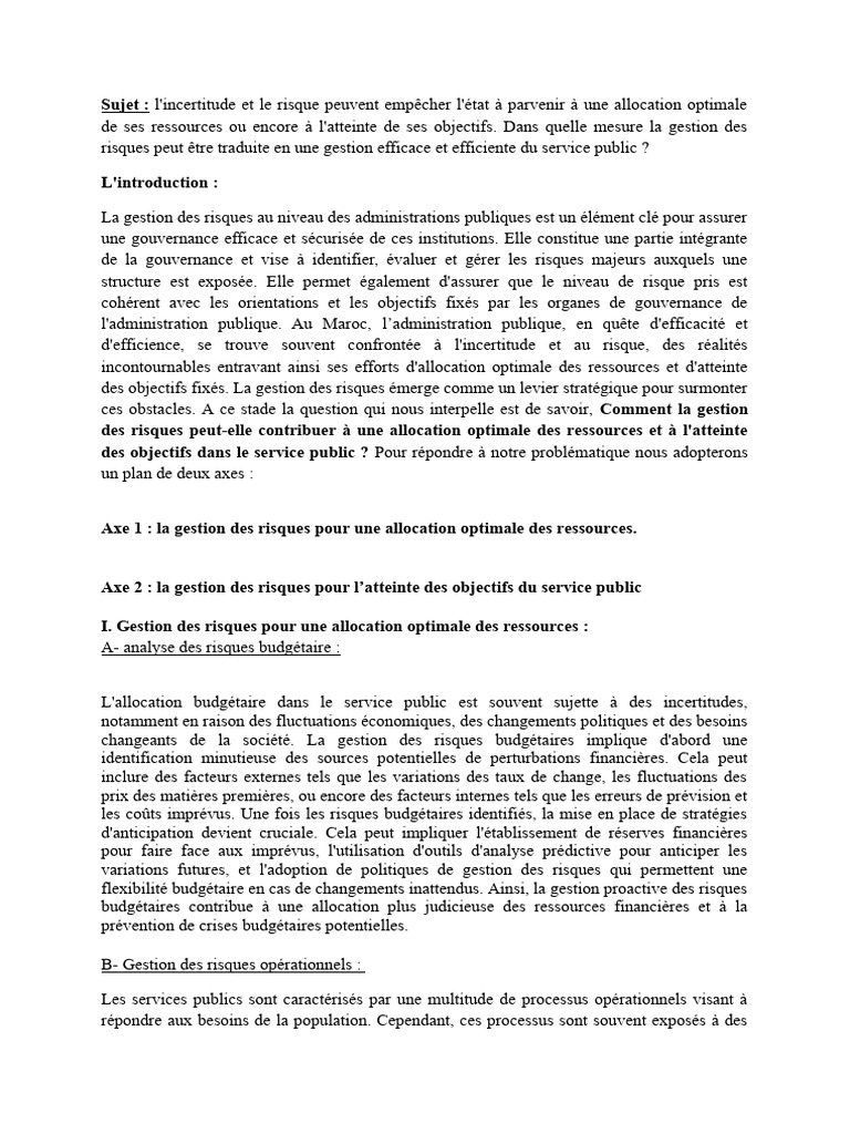 Gestion des risques dans le service public | PDF | Gestion des risques ...